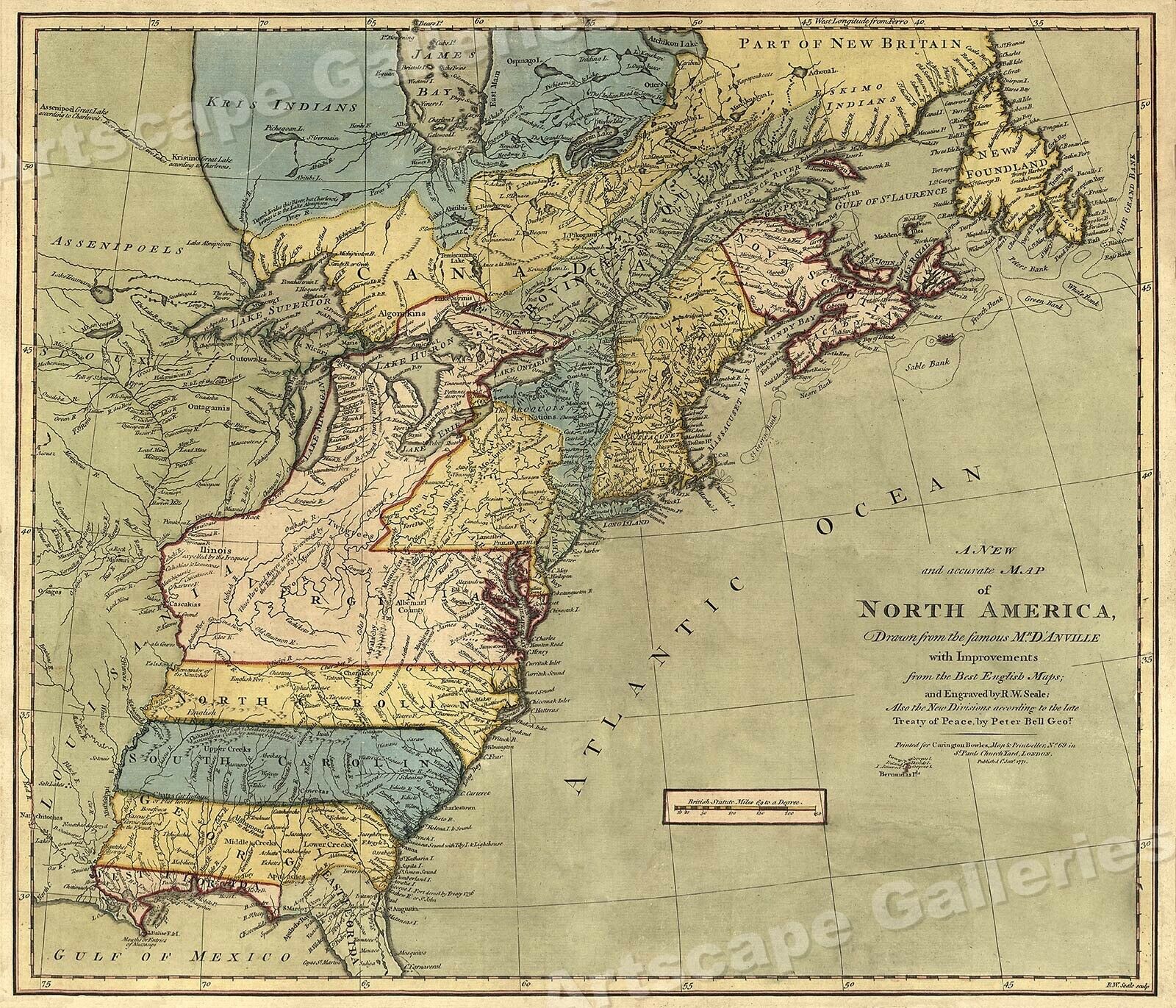 map of the old american colonies