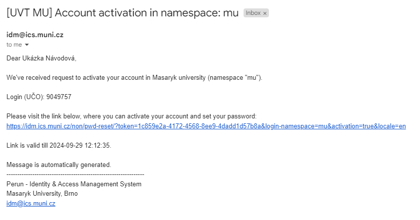 Account activation e-mail